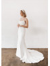 Cowl Neck Ivory 3D Floral Lace Satin Timeless Wedding Dress